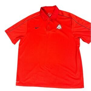 Nike Dri-Fit Ohio State University Red Polo Style Short Sleeve Shirt XL